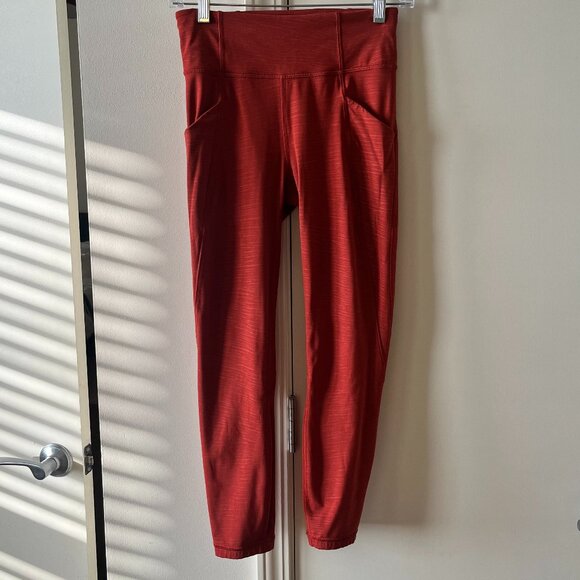 Lululemon Time To Sweat Crop 23" Stride Emboss Cayenne Size 4 - Picture 6 of 11